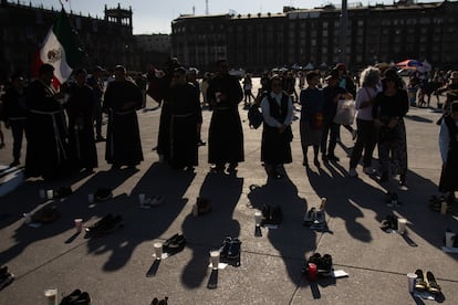 Un grupo de monjas se unió a la protesta. 