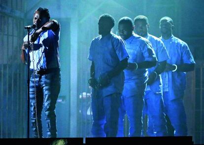Lamar en una actuación en los Grammy.
