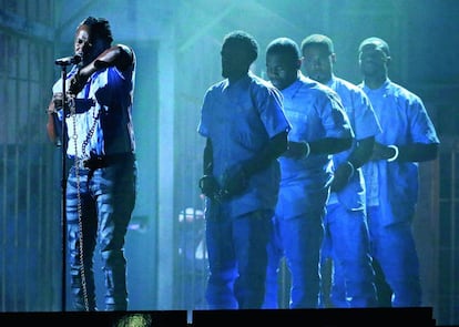 Lamar en una actuación en los Grammy.