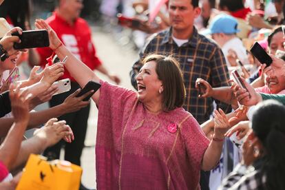 Xóchitl Gálvez en Tlalnepantla (Estado de México), el 3 de abril.