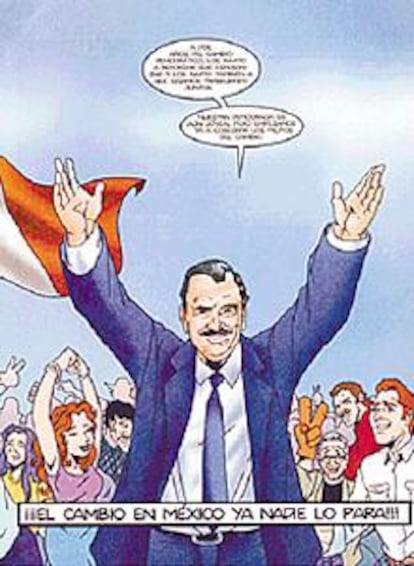 Imagen del cómic protagonizado por el presidente mexicano, Vicente Fox.