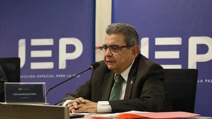 Iván Ramírez durante una audiencia de la JEP, en septiembre de 2022.
