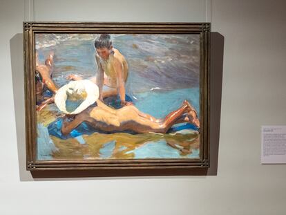 El óleo 'Niños en la playa', pintado por Sorolla en 1908, en la Hispanic Society de Nueva York.