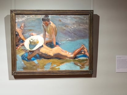 El óleo 'Niños en la playa', pintado por Sorolla en 1908, en la Hispanic Society de Nueva York.