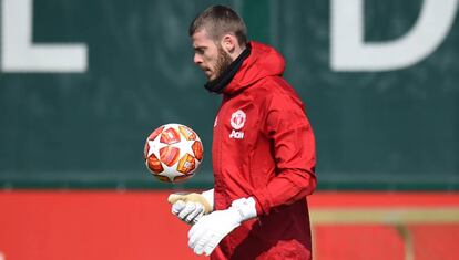 De Gea, durante un entrenamiento este martes.