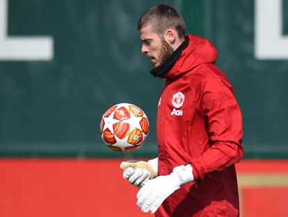 De Gea, durante un entrenamiento este martes.