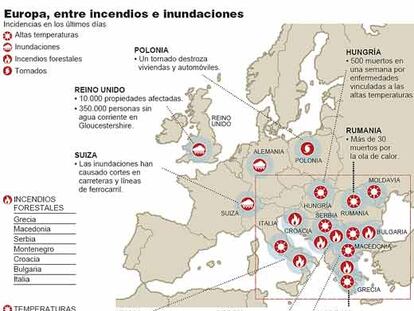 Europa, entre incendios e inundaciones