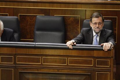 El presidente en funciones, Mariano Rajoy, antes de empezar la sesión.