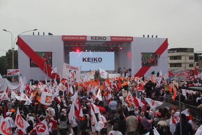 Cierre de campaña de la candidata Keiko Fujimori, este viernes, 4 de junio.
