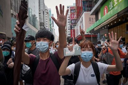 Protestas contra la ley de seguridad nacional en Hong Kong.