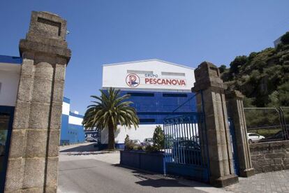 Entrada de la sede del grupo Pescanova en Redondela (Pontevedra)