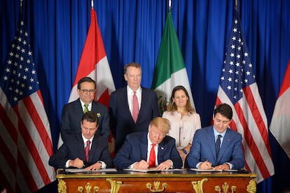 Enrique Peña Nieto, Donald Trump y Justin Trudeau