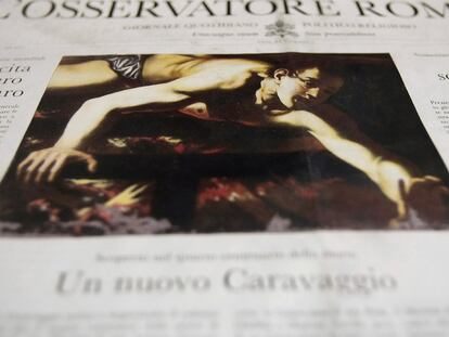 El nuevo cuadro atribuido a Caravaggio en la portada del periódico <i>L'Osservatore romano</i>.