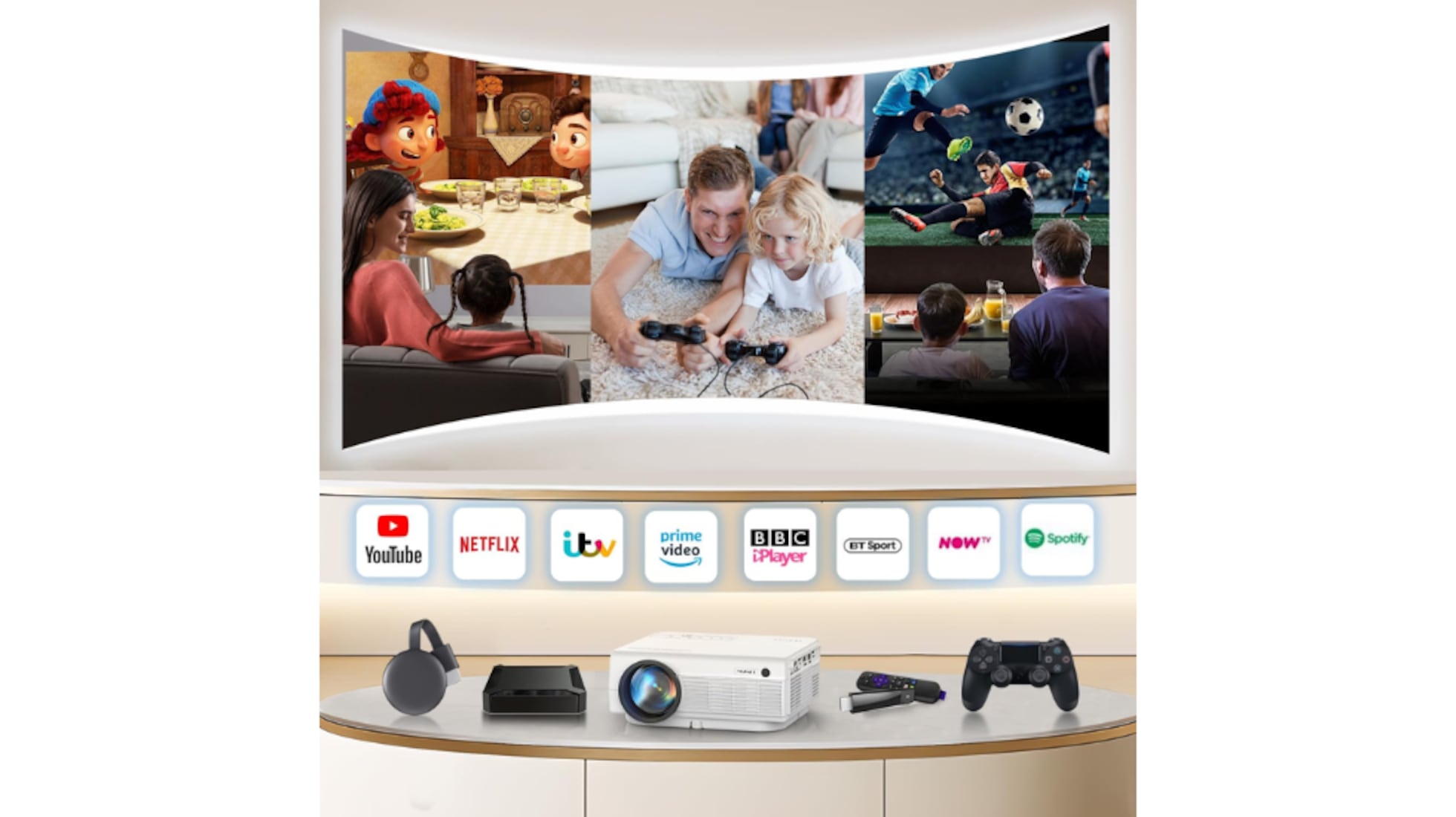 Eeenfy Proyector Portátil Venus V1 – Android 13, 350 ANSI, 1080P 4K, E-Focus Y Keystone Automático, WiFi Y Bluetooth, Soporte Giratorio 270°