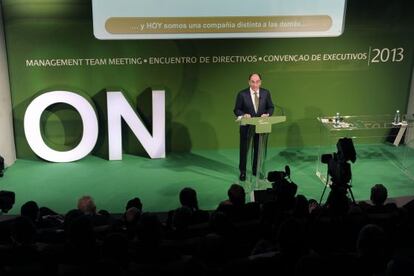 Sánchez Galán, durante la reunión con los directivos de Iberdrola celebrada en Bilbao.