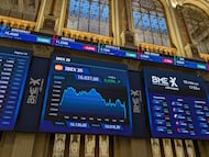 Paneles de la Bolsa española.