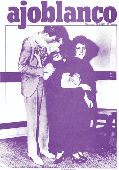 Portada d'Ajoblanco de l'any 1975, la revista bandera de la contracultura dels setanta, dissenyada per America Sánchez.