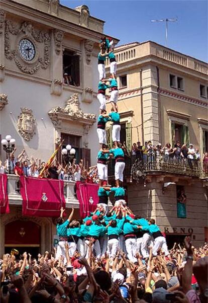 <i>Torre de nou amb folre</i> de los Castellers de Vilafranca.