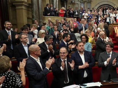 El Parlamento catalán tras la votación del referéndum.