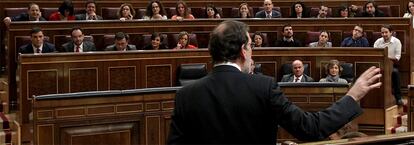 Mariano Rajoy, presidente del Gobierno en funciones, se dirige a los diputados.