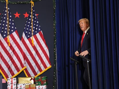 Donald Trump en Waterloo (Iowa), en un acto electoral del Partido Republicano, el 19 de diciembre.