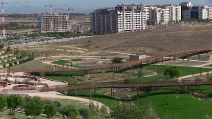 Vistas del barrio de Valdebebas (Madrid) desde su Parque Forestal.