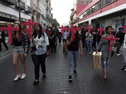 La protesta contra los feminicidios en Puebla, del pasado 25 de febrero. 