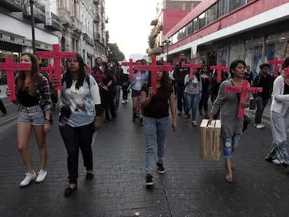 La protesta contra los feminicidios en Puebla, del pasado 25 de febrero.