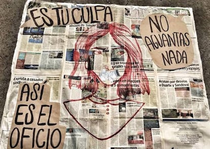 Cartel realizado por el colectivo Periodistas Unidas Mexicanas.
