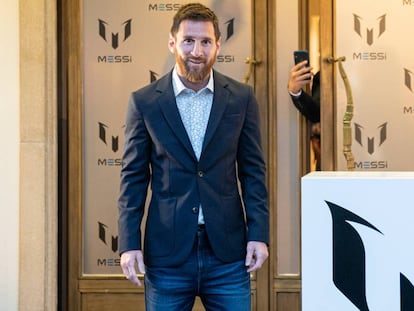 Lionel Messi, en una imagen de 2019 presentando ropa con su marca en Barcelona.