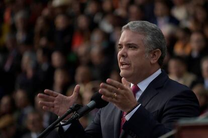 El presidente de Colombia, Iván Duque, durante un reciente discurso.