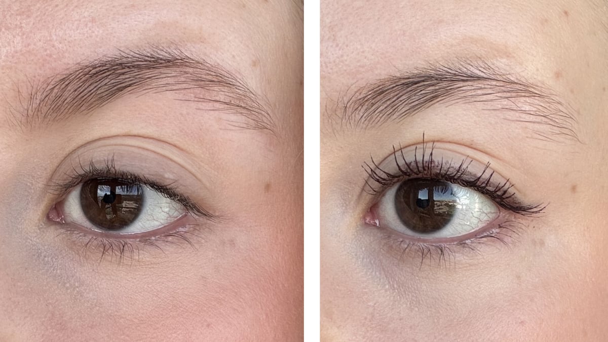 Mis ojos antes y después de usar la máscara de pestañas Panorama de L’Oréal Paris.