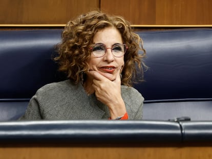 La vicepresidenta y ministra de Hacienda, María Jesús Montero, este miércoles en el Congreso.
