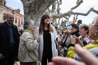 La presidenta suspendida del Parlament, Laura Borràs, tras conocer su condena por prevaricación y falsedad.