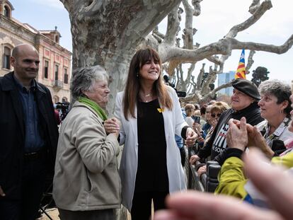 La presidenta suspendida del Parlament, Laura Borràs, tras conocer su condena por prevaricación y falsedad.