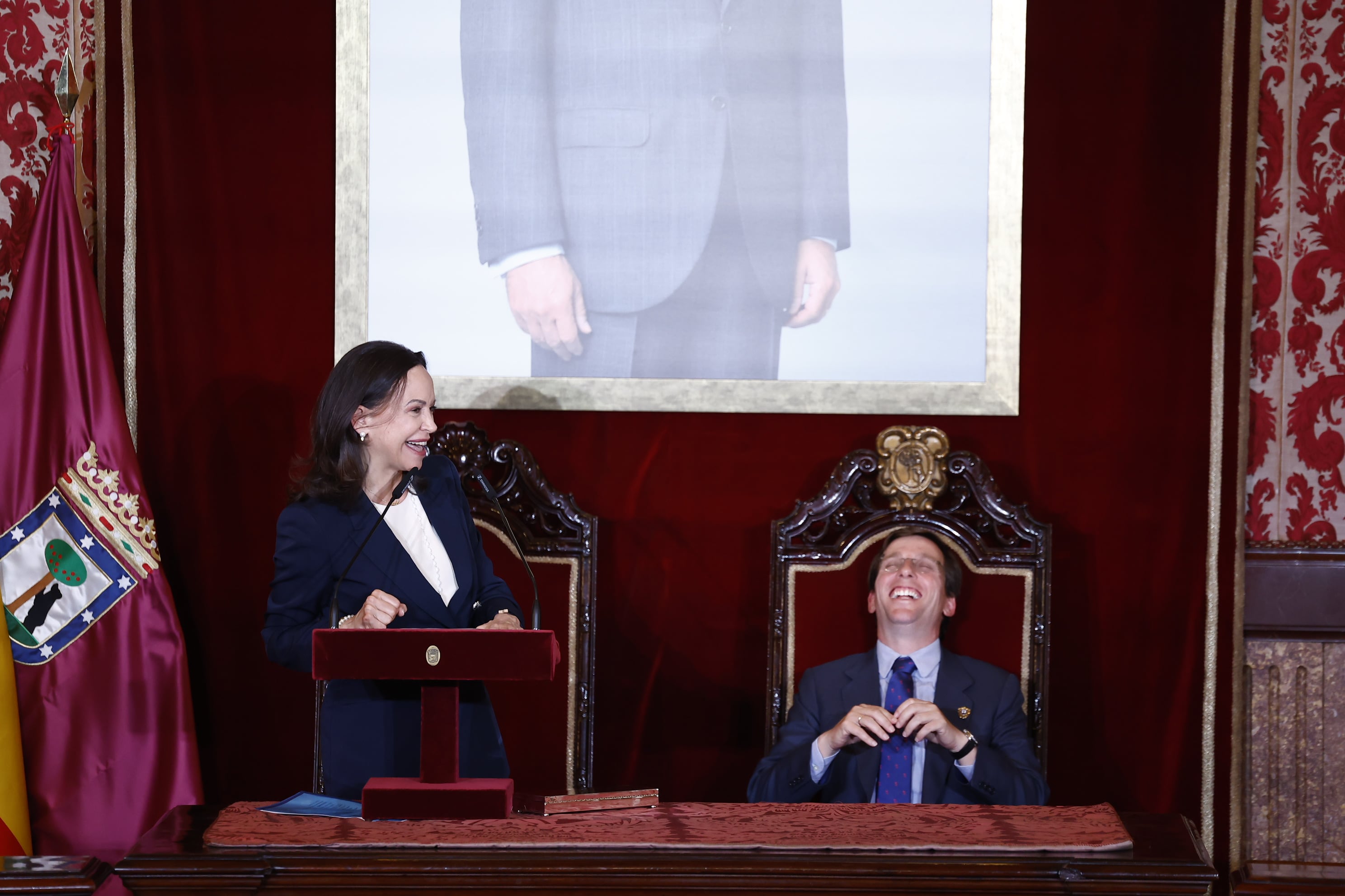 El alcalde de Madrid, José Luis Martínez-Almeida, y María Corina Machado. 