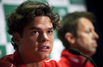 Milos Raonic, durante la presentación del equipo canadiense.