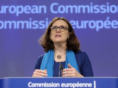 La comisaria de Comercio, Cecilia Malmström, ayer en Bruselas.