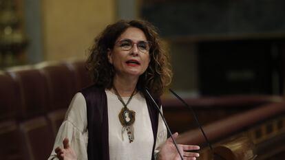 La ministra de Hacienda, Maria Jesús Montero, el miércoles en el Congreso.