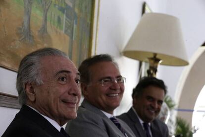 Temer, Renan e Aécio em encontro nesta quarta-feira.