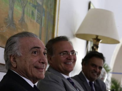 Temer, Renan e Aécio em encontro nesta quarta-feira.