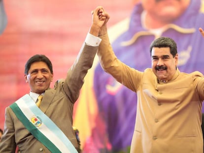 Maduro en el juramento del gobernador de Barinas, Argenis Ch&aacute;vez.