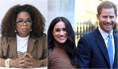 Oprah Winfrey y los duques de Sussex.