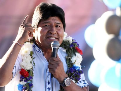 Evo Morales, durante un acto de campaña en Sucre, Bolivia.