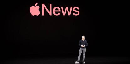 Tim Cook presenta la nueva línea de negocio de Apple, la semana pasada en Cupertino, California.