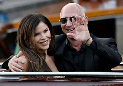 Lauren Sánchez y Jeff Bezos, el sábado en Venecia por su boda. 