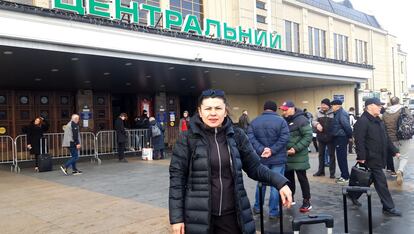 Alina Kovalenko, a su llegada a la estación de tren de Kiev, el pasado día 6.
