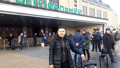 Alina Kovalenko, a su llegada a la estación de tren de Kiev, el pasado día 6.