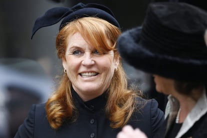 Sarah Ferguson, duquesa de York asiste al funeral de la ex primera ministra Margaret Thatcher celebrado en la Catedral de San Pablo en Londres (Reino Unido).