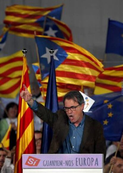 Artur Mas en el mitin de CiU de este domingo.